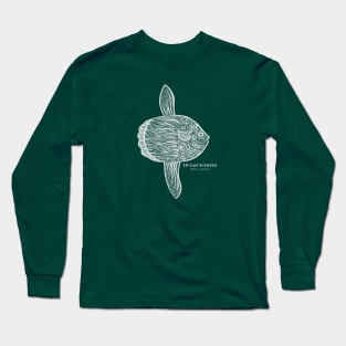 Ocean Sunfish or Mola with Common and Latin Names - fish drawing Long Sleeve T-Shirt